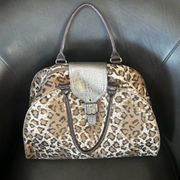 NWOT Large Vintage Y2K Animal Print Satchel Dome Handbag Tote - Picture 14 of 16